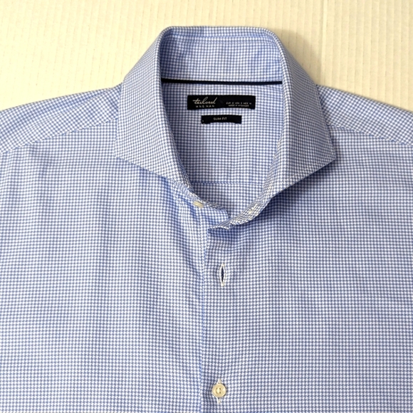 MANGO MAN Men's Stripes Light Blue Tailored French Cuffs Dress Shirt Size S NWOT - Picture 2 of 7